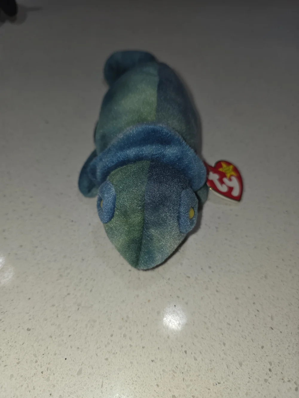 Rare Vintage 1997 Retired TY Beanie Baby Blue-Green Chameleon Plush - Soft Toy